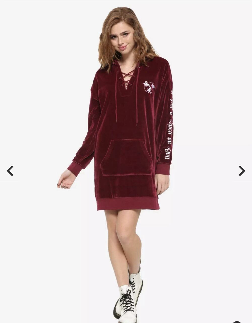 Her Universe Disney Hocus Pocus Velour Lace-Up Hoodie Dress Size small